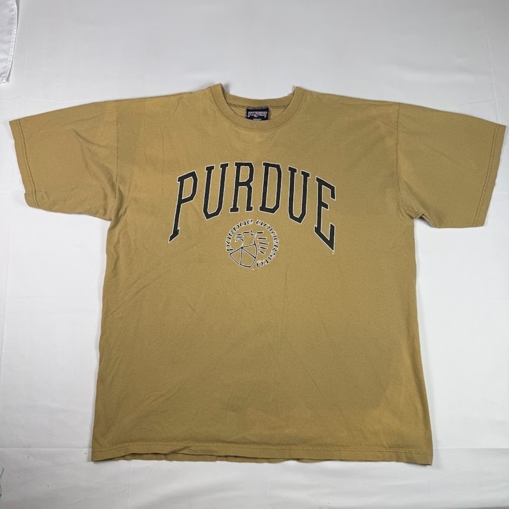 Vintage JanSport Purdue Boilermakers Shirt Mens XXL Tan Made USA Faded